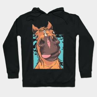 Witziges Pferd Pferde Reiterin Humor Porträt Pferd Hoodie